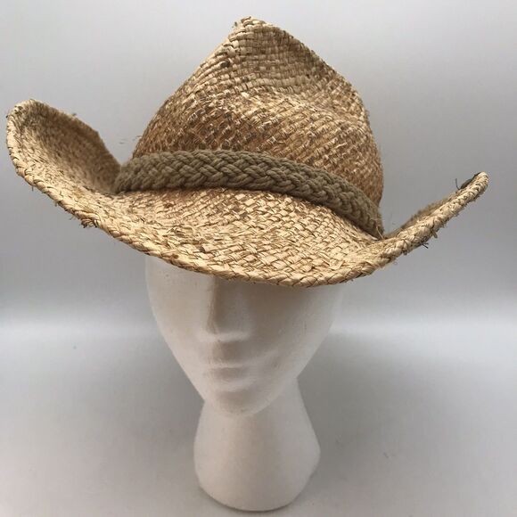 Panama Jack Woven Straw Cowboy Hat Adult Unisex OSFM Braided Twine Band Packable - Picture 5 of 13